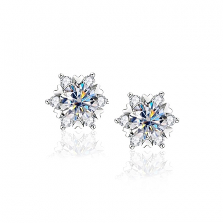Bijuterii - Cercei floare cu diamante moissanite
