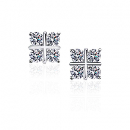 Bijuterii - Cercei patrati din argint cu diamante moissanite