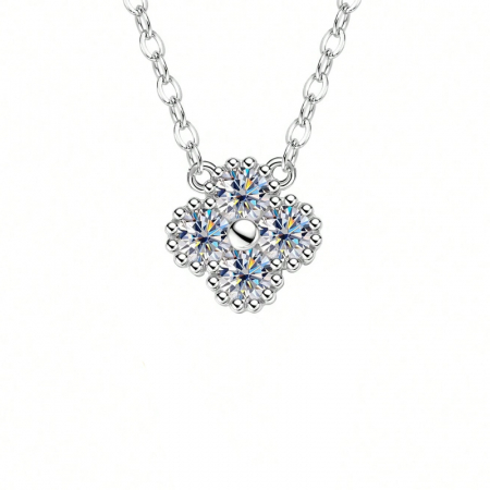 Coliere - Colier trifoi din argint cu diamante moissanite 0.4 kt