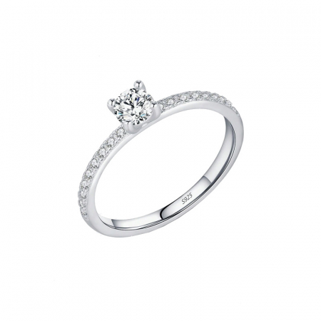 Inele - Inel de logodna cu diamant moissanit de 0.3 Kt