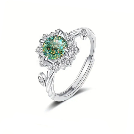 Inel din argint cu diamant moissanit verde 1 Karat [0]