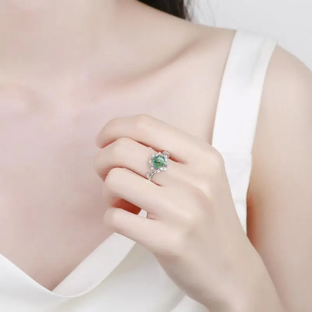 Inel din argint cu diamant moissanit verde 1 Karat [1]
