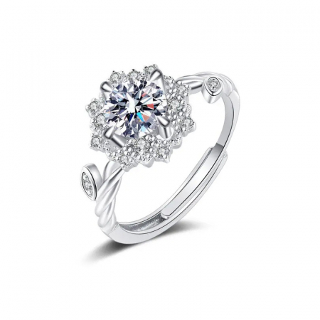 Inele - Inel floare cu diamant moissanit 1 karat