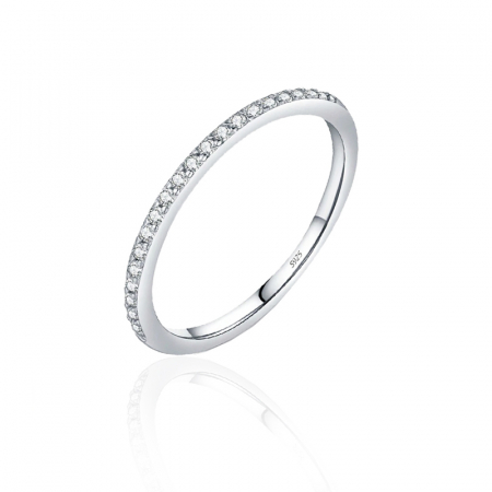 Inele - Inel clasic din argint cu 20 diamante moissanite