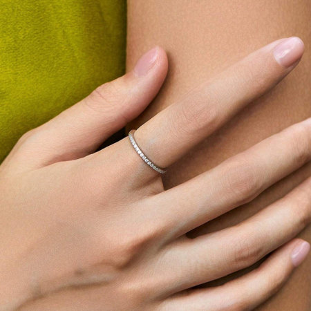 Inel clasic din argint cu 20 diamante moissanite [1]