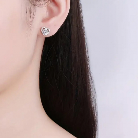 Set colier si cercei inima cu diamante moissanite [1]