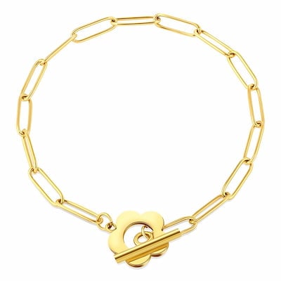 Brățări placate cu aur 18K - brățară-chain-flower-placată-cu-aur-18k-otel-inoxidabil-waterproof-nobelini