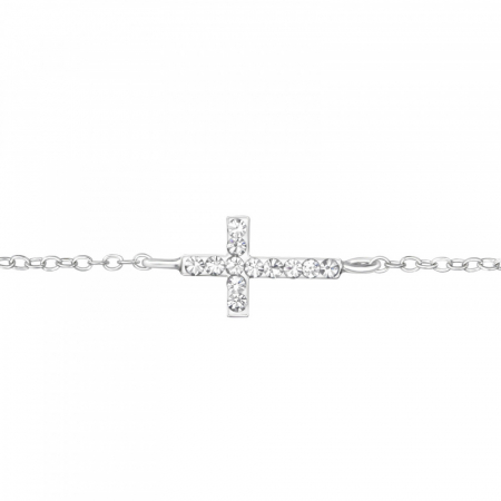 Brățări - bratara-cruce-argint-925-cu-cristale-subtila-si-eleganta