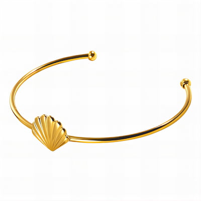 Brățări placate cu aur 18K - bratara-bangle-scoica-placata-aur-18k-otel-inoxidabil-waterproof-nobelini