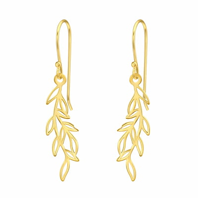 Cercei Argint 925 placați cu Aur 24K - cercei-branch-frunza-lungi-argint-placati-cu-aur-nobelini