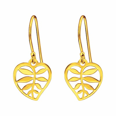 Cercei Argint 925 placați cu Aur 24K - cercei-heartleaf- inima-frunza-argint-placat-aur-nobelini