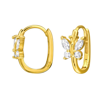 Cercei Argint 925 placați cu Aur 24K - cercei-monarch-argint-925-placat-cu-aur-nobelini