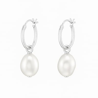 Cercei Argint 925 - cercei-pearl-hoop-argint-925-perla-decorativa-clasic-elegant-nobelini
