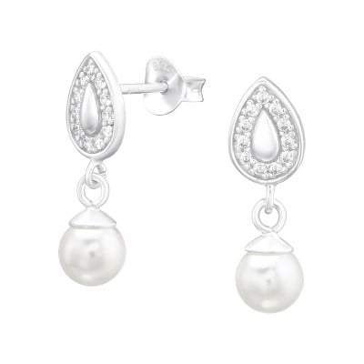 Cercei - cercei-teardrop-argint-925-cristale-perla
