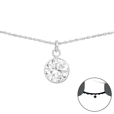 Coliere Argint 925 - colier-choker-argint-925-cu-cristal-elegant-wrap-setting