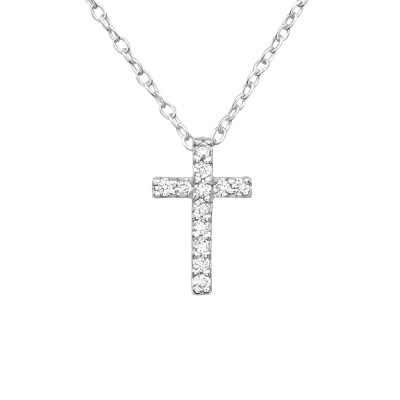 Coliere Argint 925 - colier-cruce-argint-925-cu-cristale-lucrat-manual-elegant