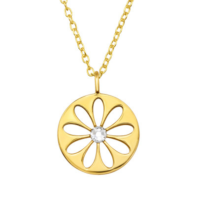 Coliere Argint 925 placate cu Aur 24K - colier-daisy-argint-925-placat-cu-aur-cu-cristal-nobelini