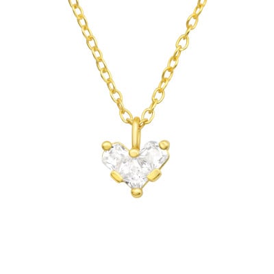 Coliere Argint 925 placate cu Aur 24K - colier-heart-inima-argint-925-placat-cu-aur-cristale-cubic-zirconia-nobelini