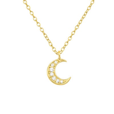 Coliere Argint 925 placate cu Aur 24K - colier-moon-luna-argint-925-placat-cu-aur-cristale-cubic-zirconia-nobelini