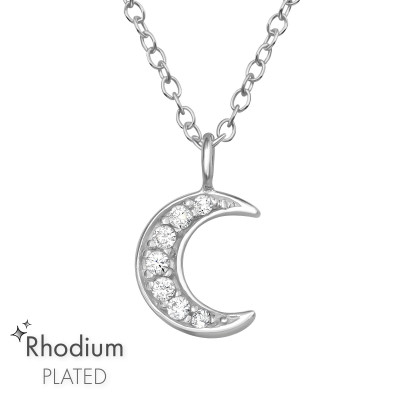 Coliere Argint 925 - colier-moon-semiluna-argint-925-placat-rodiu-cristale-zirconia-nocturn-luna-nobelini