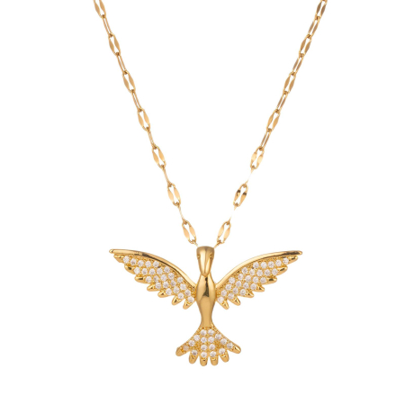Coliere - colier-pasare-phoenix-placat-aur-18k-otel-inoxidabil-waterproof-nobelini