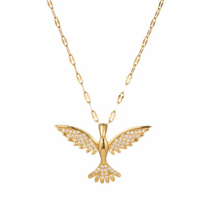 Coliere placate cu aur 18K - colier-pasare-phoenix-placat-aur-18k-otel-inoxidabil-waterproof-nobelini