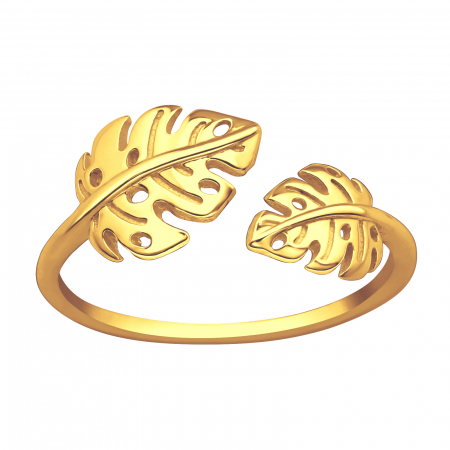 Inele Argint 925 placate cu Aur 24K - inel-frunza-monstera-argint-placat-aur-nobelini