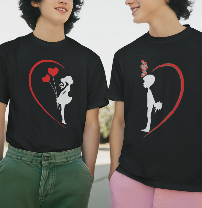 Set 2 tricouri pentru cuplu bumbac 100% [1]