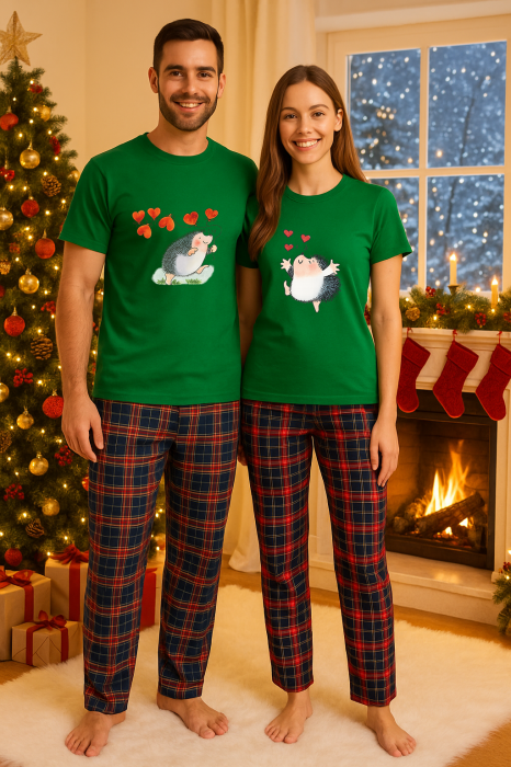 Set Craciun in doi – tricou si pantaloni pijamale, bumbac, tematica sarbatori si Craciun [1]