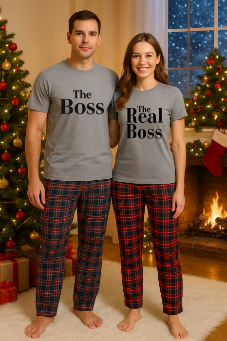 Set Craciun in doi – tricou si pantaloni pijamale, bumbac, tematica sarbatori si Craciun [1]