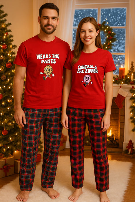 Set Craciun in doi – tricou si pantaloni pijamale, bumbac, tematica sarbatori si Craciun [1]