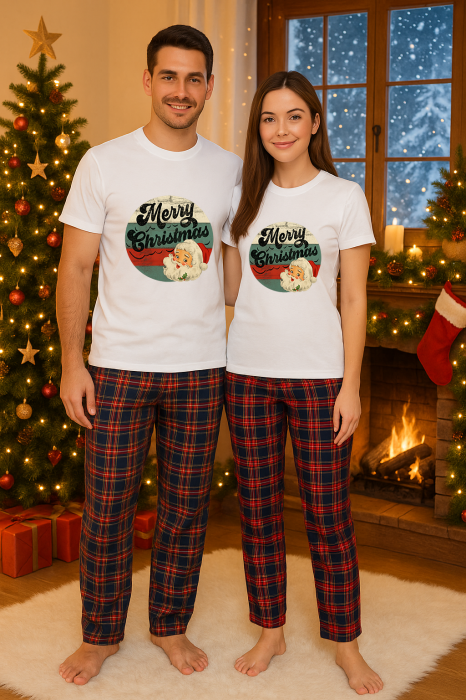 Set Craciun in doi – tricou si pantaloni pijamale, bumbac, tematica sarbatori si Craciun [1]