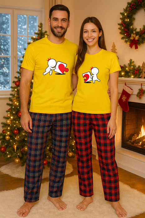 Set Craciun in doi – tricou si pantaloni pijamale, bumbac, tematica sarbatori si Craciun [1]