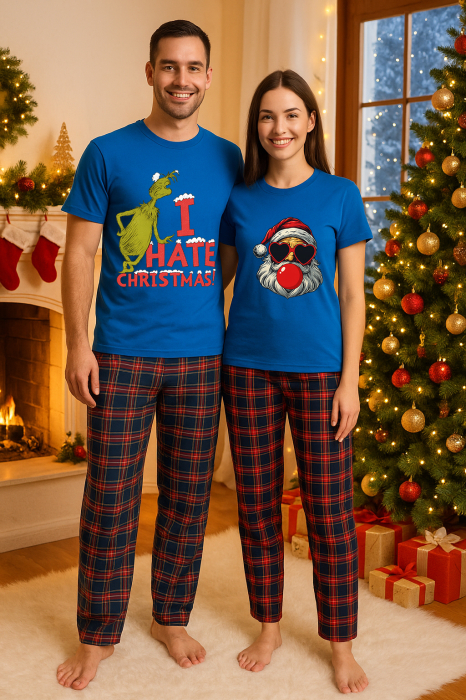 Set Craciun in doi – tricou si pantaloni pijamale, bumbac, tematica sarbatori si Craciun [1]