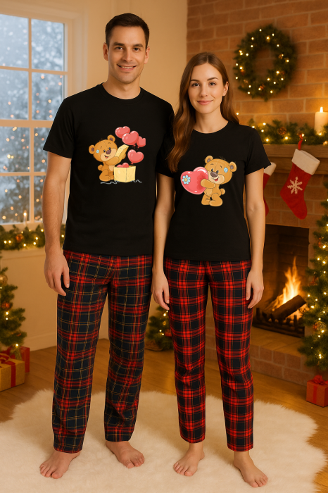 Set Craciun in doi – tricou si pantaloni pijamale, bumbac, tematica sarbatori si Craciun [1]