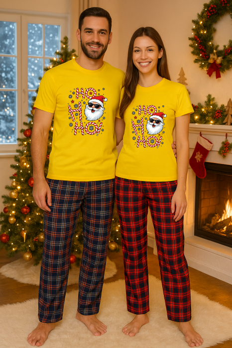 Set Craciun in doi – tricou si pantaloni pijamale, bumbac, tematica sarbatori si Craciun [1]