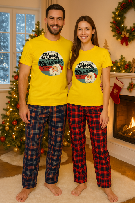 Set Craciun in doi – tricou si pantaloni pijamale, bumbac, tematica sarbatori si Craciun [1]