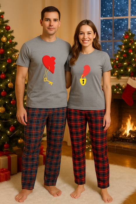 Set Craciun in doi – tricou si pantaloni pijamale, bumbac, tematica sarbatori si Craciun [1]