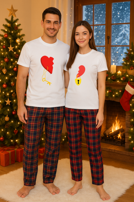 Set Craciun in doi – tricou si pantaloni pijamale, bumbac, tematica sarbatori si Craciun [1]