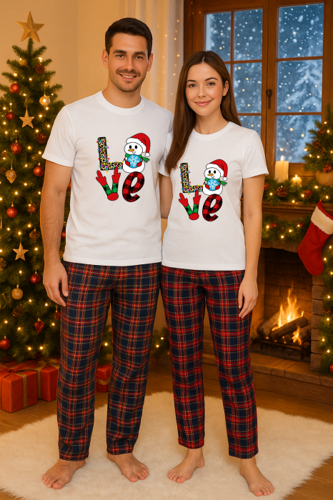 Set Craciun in doi – tricou si pantaloni pijamale, bumbac, tematica sarbatori si Craciun [1]