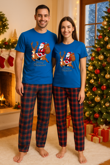 Set Craciun in doi – tricou si pantaloni pijamale, bumbac, tematica sarbatori si Craciun [1]