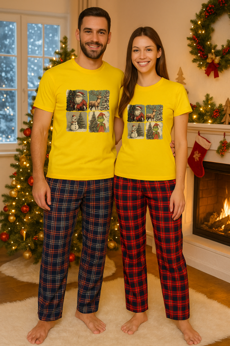 Set Craciun in doi – tricou si pantaloni pijamale, bumbac, tematica sarbatori si Craciun [1]