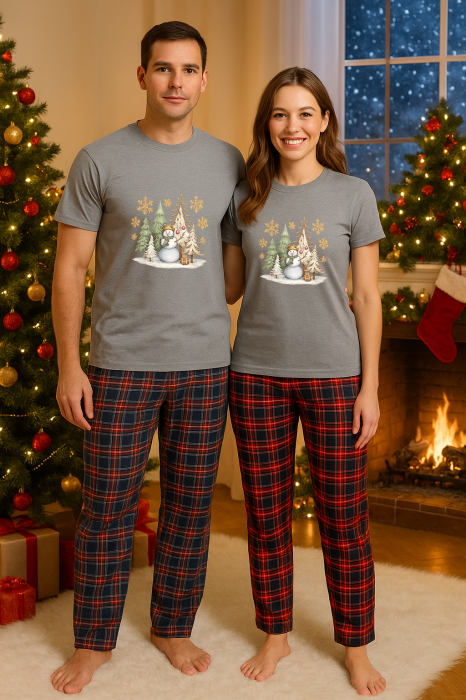 Set Craciun in doi – tricou si pantaloni pijamale, bumbac, tematica sarbatori si Craciun [1]