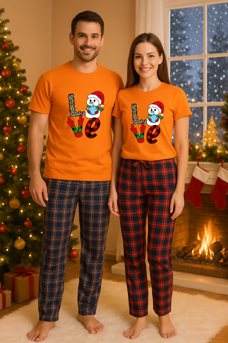 Set Craciun in doi – tricou si pantaloni pijamale, bumbac, tematica sarbatori si Craciun [1]