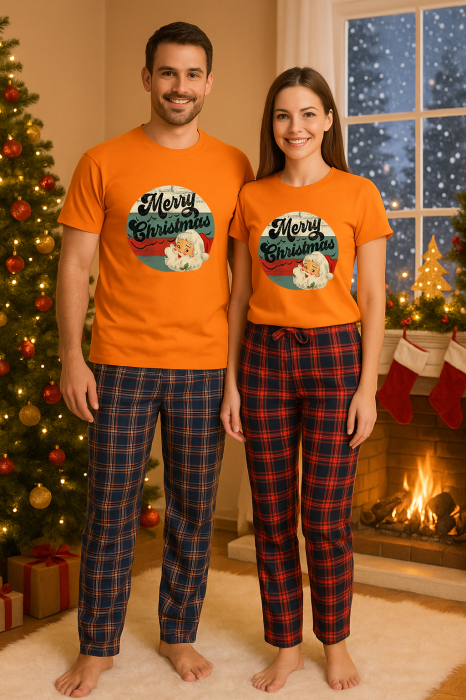 Set Craciun in doi – tricou si pantaloni pijamale, bumbac, tematica sarbatori si Craciun [1]