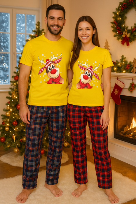 Set Craciun in doi – tricou si pantaloni pijamale, bumbac, tematica sarbatori si Craciun [2]