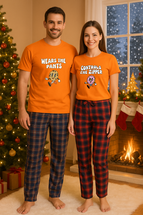 Set Craciun in doi – tricou si pantaloni pijamale, bumbac, tematica sarbatori si Craciun [1]