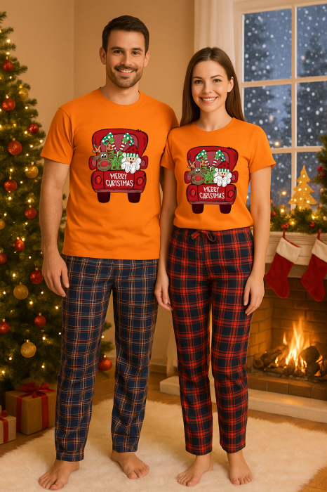 Set Craciun in doi – tricou si pantaloni pijamale, bumbac, tematica sarbatori si Craciun [1]