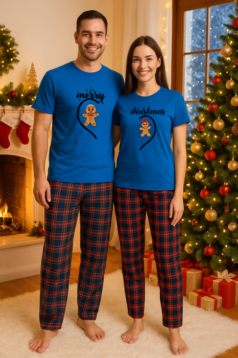 Set Craciun in doi – tricou si pantaloni pijamale, bumbac, tematica sarbatori si Craciun [1]