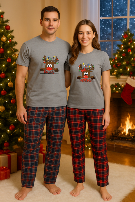 Set Craciun in doi – tricou si pantaloni pijamale, bumbac, tematica sarbatori si Craciun [1]